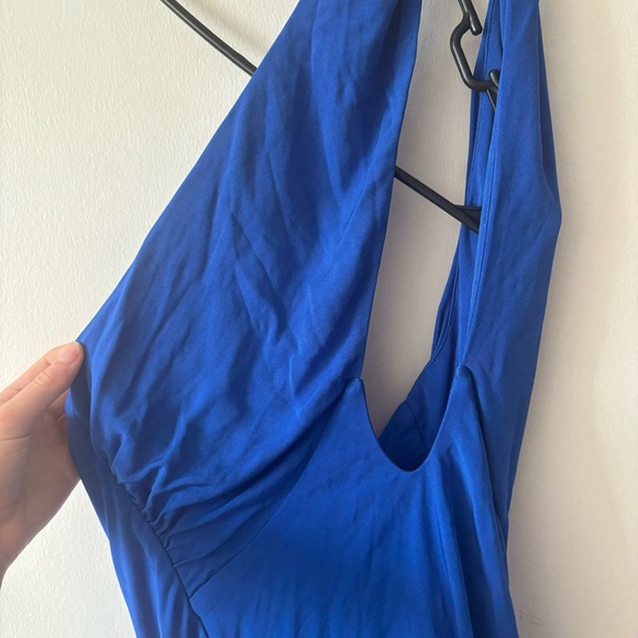 NWT REVOLVE NBD Sapphire Blue Halter Plunge Neckline Bodycon Mini Dress - Picture 8 of 12